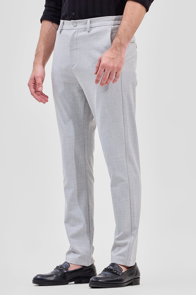 SNITCH Light Blue Self-Design Stretch Trousers - Image 4