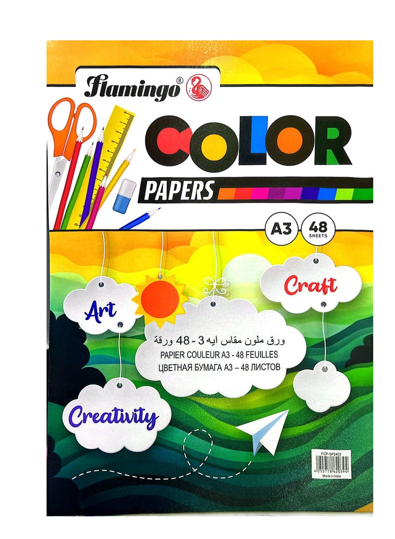 مجموعة ورق ملون مقاس A3 - 50 ورقة، 50 لونًا نابضًا بالحياة | 120 جرامًا لكل متر مربع | مثالية للفنون والحرف اليدوية والطباعة وما إلى ذلك - Image 1