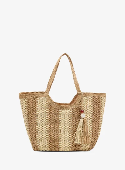 Ginger raffia beach tote bag