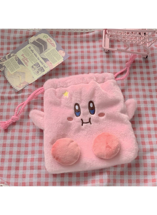 Girl Heart Cute Plush Pink Star Card Large Capacity Mobile Phone Data Cable Portable Cosmetic Bag Lipstick Bag Gift-Color:Pink-Size:About 19 * 18cm - Image 1