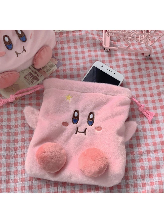 Girl Heart Cute Plush Pink Star Card Large Capacity Mobile Phone Data Cable Portable Cosmetic Bag Lipstick Bag Gift-Color:Pink-Size:About 19 * 18cm - Image 4