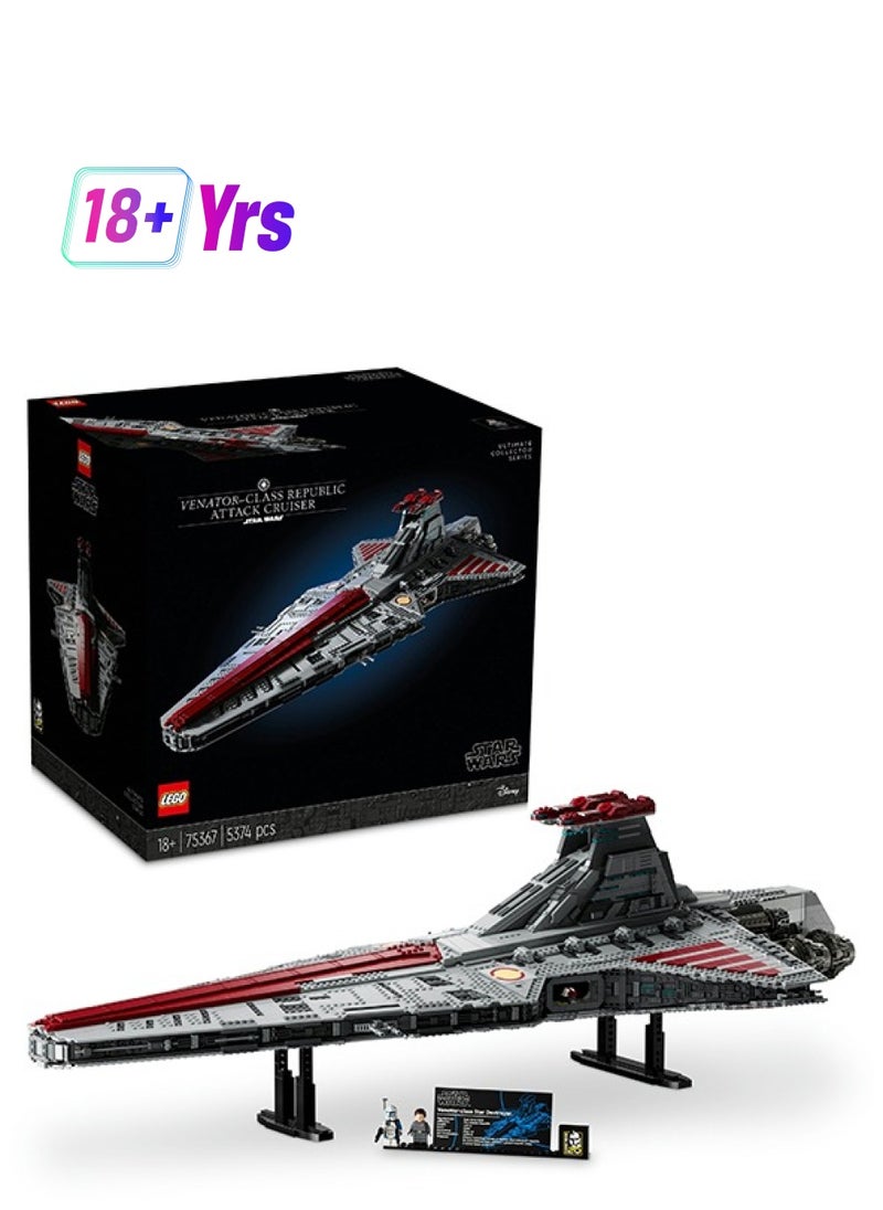 LEGO LEGO Star Wars Venator-Class Republic Attack Cruiser, Collectible Vehicle Model Kit for Adults to Build, The Clone Wars Large UCS Set with 2 Minifigures, Birthday Gift for Men, Women and Fans 75367  - Image 1
