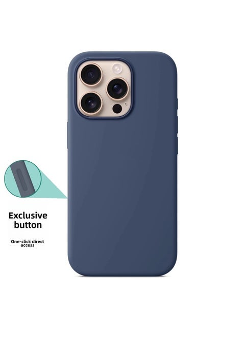 For Iphone 16 Liquid Silicone Phone Case For Iphone16promax Magnetic Animation 16plus With AI Buttons-Color:Denim Color [with Logo]-Applicable Models:For Iphone16promax With Smart Buttons [magnetic Suction + Animation + Original Packaging]