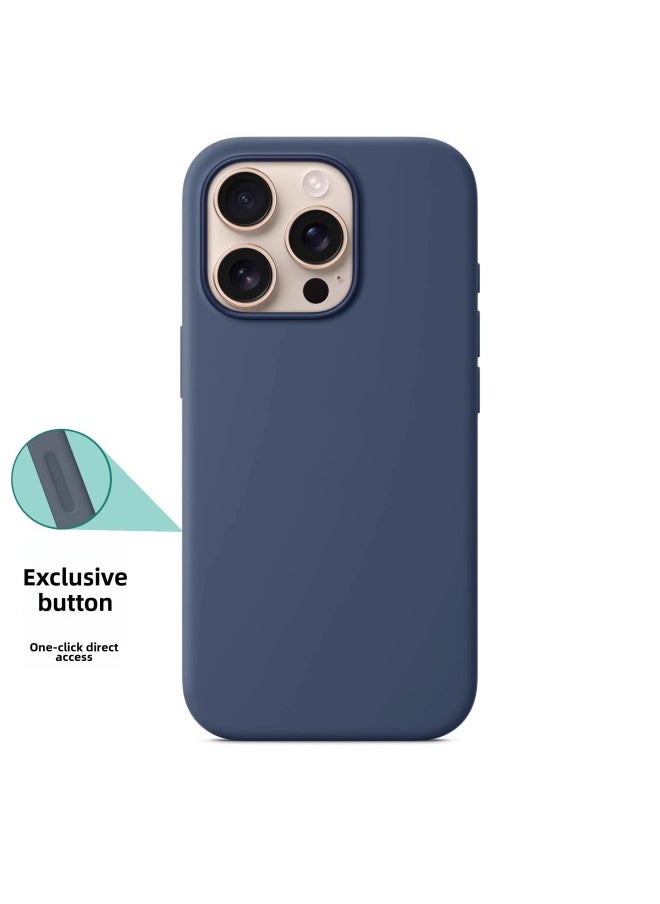 Generic - For Iphone 16 Liquid Silicone Phone Case For Iphone16promax Magnetic Animation 16plus With AI Buttons-Color:Denim Color [with Logo]-Applicable Models:For Iphone16promax With Smart Buttons [magnetic Suction + Animation + Original Packaging] - Image 1