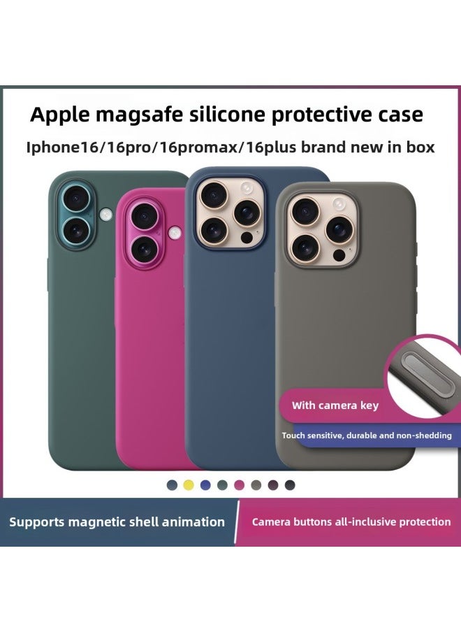 Generic - For Iphone 16 Liquid Silicone Phone Case For Iphone16promax Magnetic Animation 16plus With AI Buttons-Color:Denim Color [with Logo]-Applicable Models:For Iphone16promax With Smart Buttons [magnetic Suction + Animation + Original Packaging] - Image 1