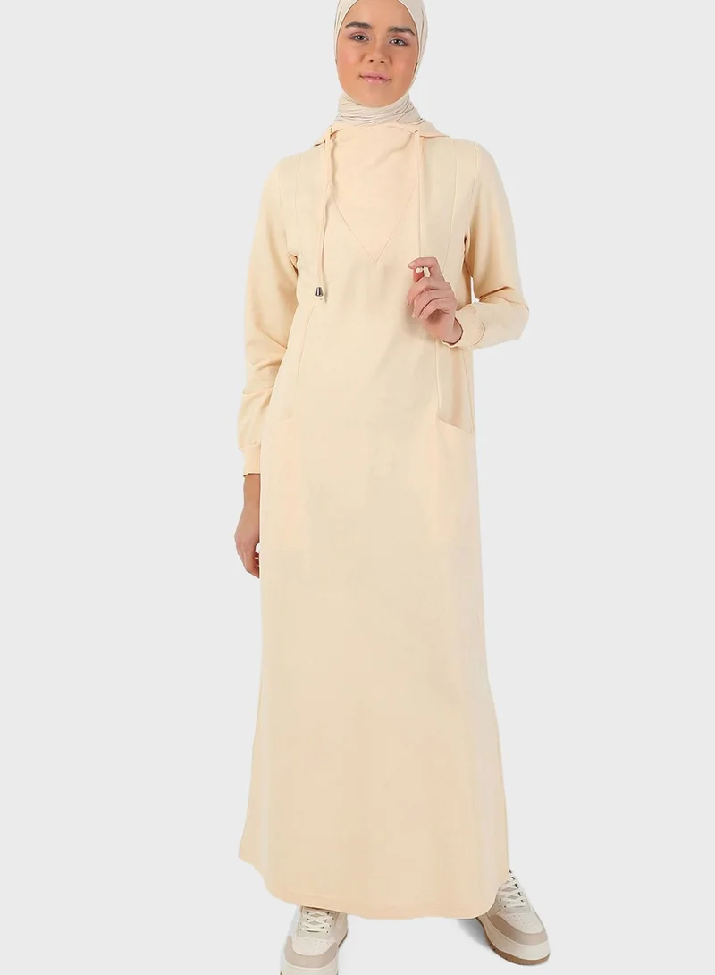 Refka by modanisa Hooded Drawstring Dress