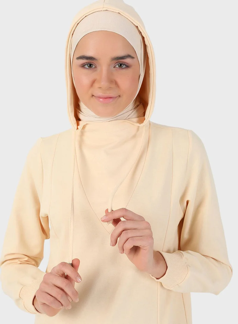 Refka by modanisa Hooded Drawstring Dress