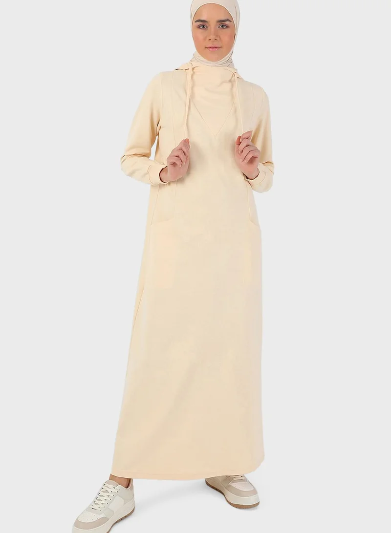 Refka by modanisa Hooded Drawstring Dress