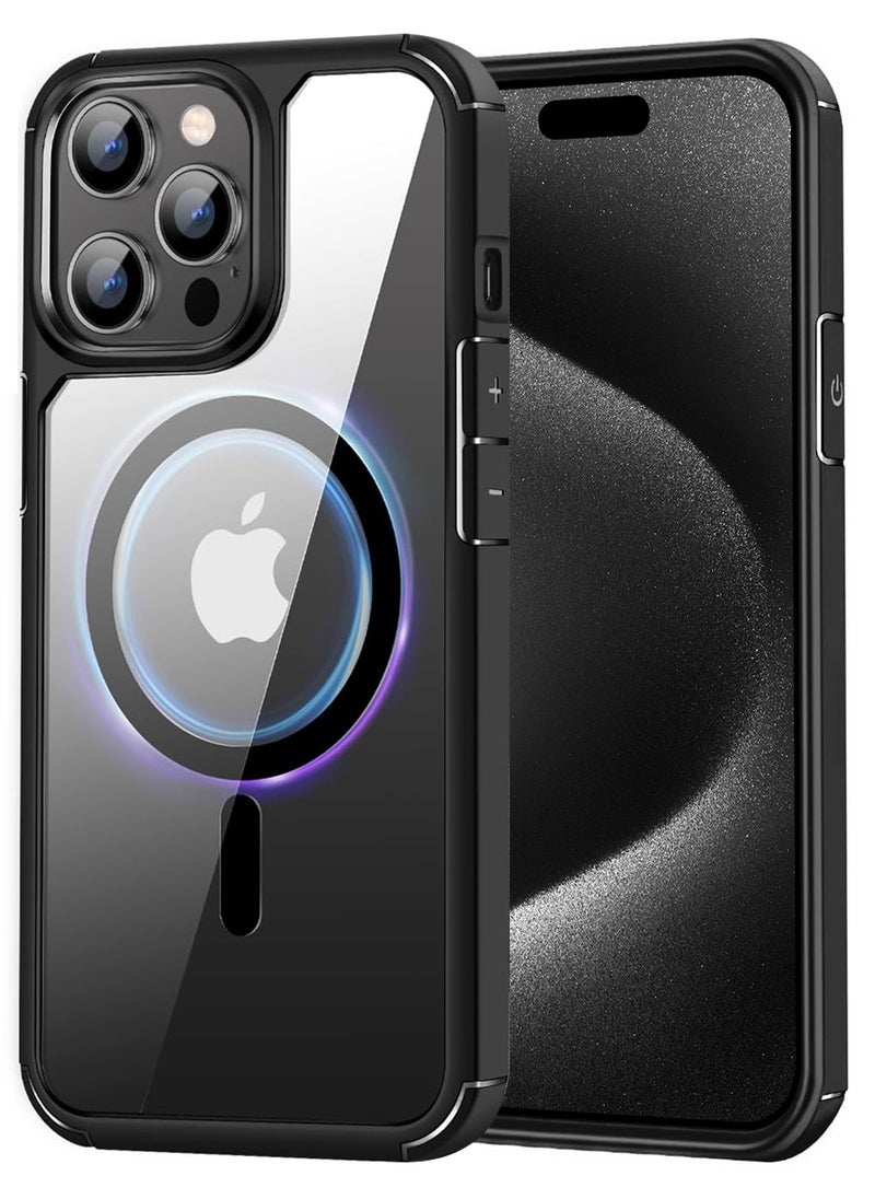 YoYoTech Compatible with iPhone 15 Pro  6.1-inch Magnetic case Compatible with Magsafe Defender Military Shockproof,Hard Back Case,Ultra-Thin Crystal Back-Anti-Scratch Cover-Black  - Image 1