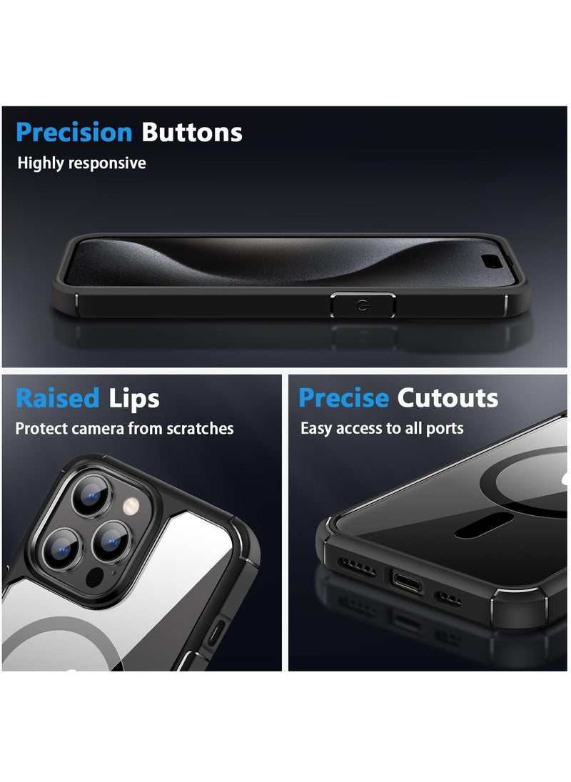 YoYoTech Compatible with iPhone 15 Pro  6.1-inch Magnetic case Compatible with Magsafe Defender Military Shockproof,Hard Back Case,Ultra-Thin Crystal Back-Anti-Scratch Cover-Black  - Image 5