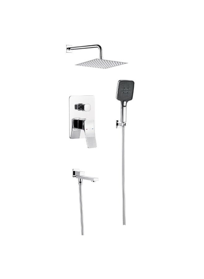 Milano Luxe Arc 3 Way Concealed Shower Mixer Set - Chrome Brass Finish, DIY Installation, 10 Year Warranty, Modern Sanitary Solution for Luxurious Bathrooms - Image 1