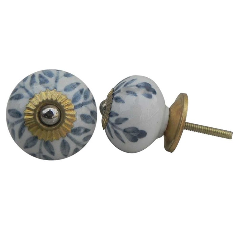 Indian-Shelf IndianShelf 2 Piece Grey Knobs Ceramic Door Knobs for Main Door Leaf Wardrobe Handle 381 cm Door Pulls 
