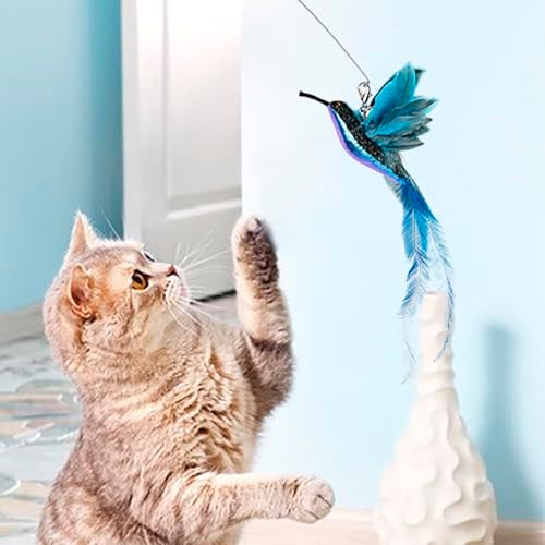 JXFUKAL Cat Feather Toy Refills, 6Pcs Simulation Bird Mouse Bee Worm Feather Cat Lures Wand Attachment Replacement for Kitty Kitten Indoor Cats Accessories - Image 4