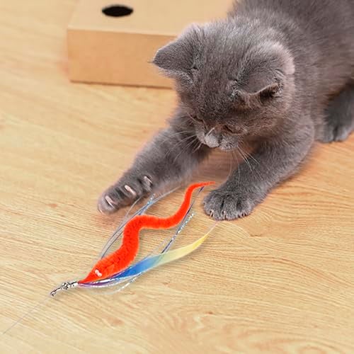 JXFUKAL Cat Feather Toy Refills, 6Pcs Simulation Bird Mouse Bee Worm Feather Cat Lures Wand Attachment Replacement for Kitty Kitten Indoor Cats Accessories - Image 3