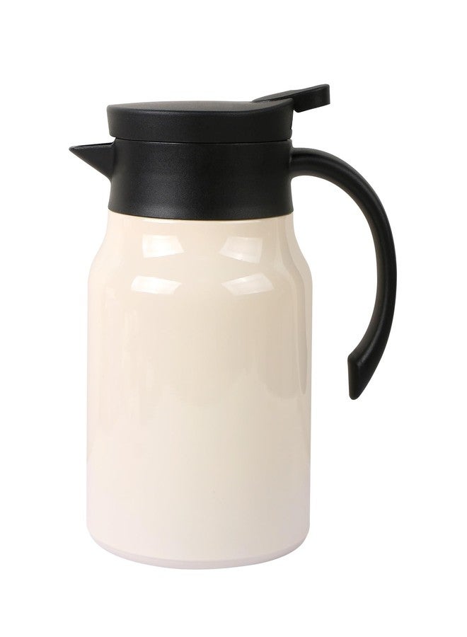 Teqooza 1L Capacity Small Thermal Coffee Carafe Pot Stainless Steel, Double Wall Vacuum Insulated, 12+ Hours Hot & Cold Retention for Coffee Tea Beverage 34oz, White - Image 1