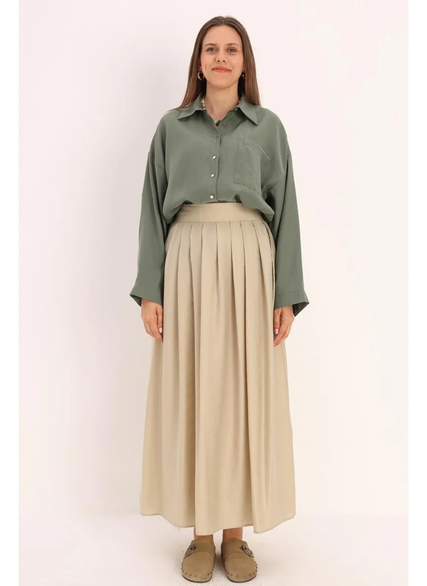 Allday Mint-Flared Pleated Skirt