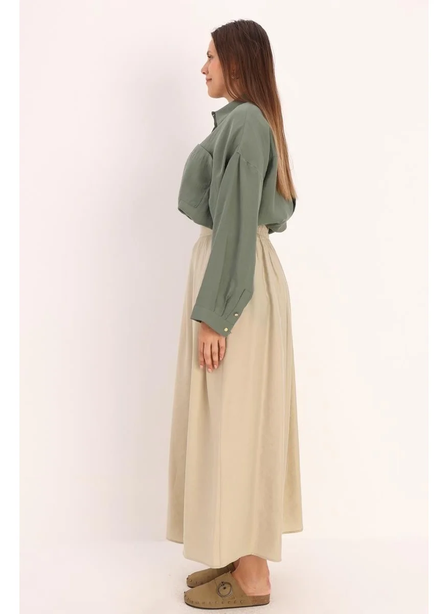 Allday Mint-Flared Pleated Skirt