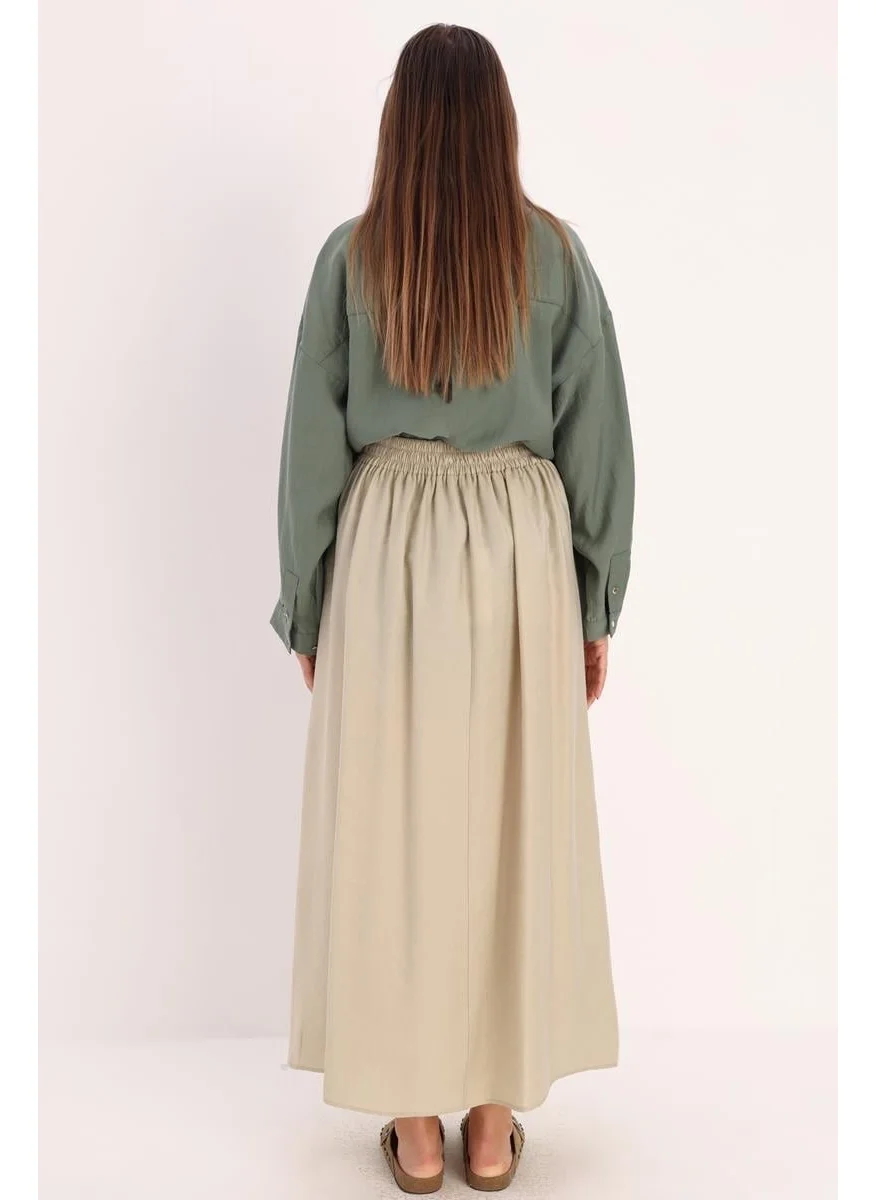 Allday Mint-Flared Pleated Skirt