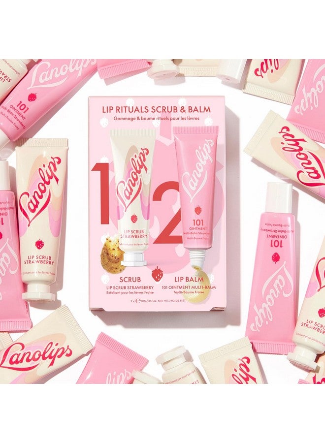 Lanolips Strawberry Lip Scrub & Lip Balm Set - Lip Rituals Lip Care Kit Infused With Pure Lanolin & Strawberry Extract - Gently Smoothes And Hydrates Dry Skin (2 Count) - Image 2