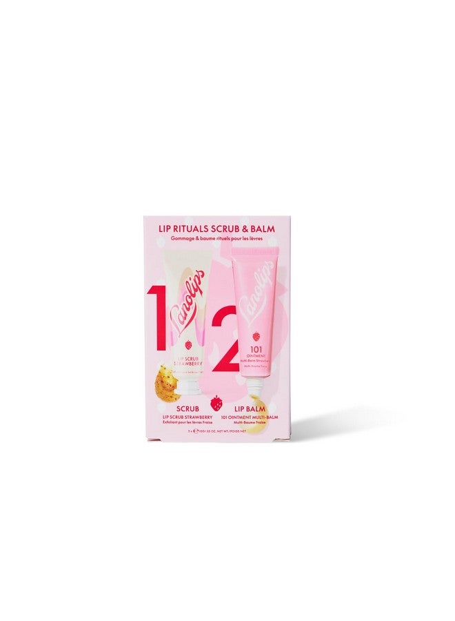 Lanolips Strawberry Lip Scrub & Lip Balm Set - Lip Rituals Lip Care Kit Infused With Pure Lanolin & Strawberry Extract - Gently Smoothes And Hydrates Dry Skin (2 Count) - Image 1