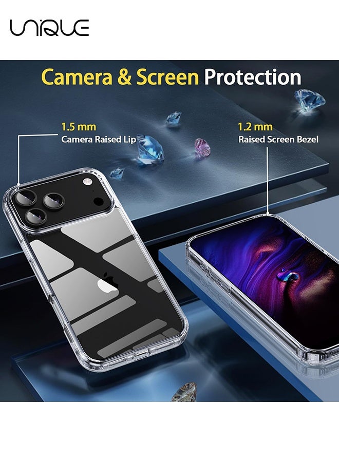 يونيك متوافق مع غلاف iPhone 17 Pro Max - غلاف شفاف رقيق جداً من PC الصلب وTPU الناعم - مع واقي صدمات وظهر مقاوم للخدوش - شفاف - Image 4