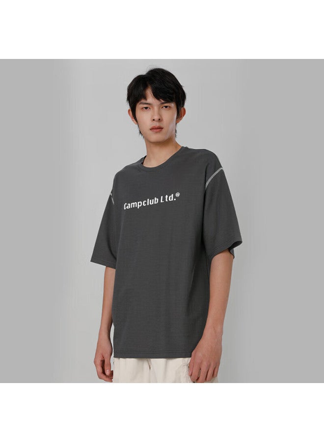 Markless Cool-touch T-shirt For Men, Antibacterial And Mosquito-repellent, Loose-fitting Short-sleeve Printed Top For Summer, 3641 Dark Gray XL - Image 1