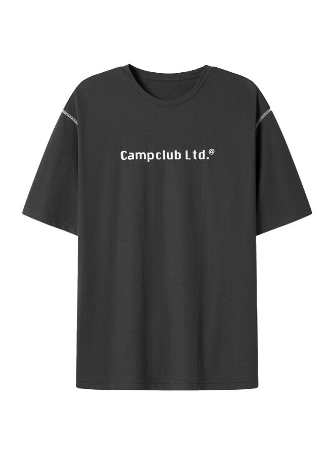 Markless Cool-touch T-shirt For Men, Antibacterial And Mosquito-repellent, Loose-fitting Short-sleeve Printed Top For Summer, 3641 Dark Gray XL - Image 3