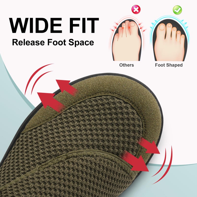 LeIsfIt Mens Wide Diabetic Shoes Adjustable Barefoot Walking Shoes Breathable Zero Drop Sneakers for Wide Width Arthritis Edema Feet Dark Green Size 11 - Image 3