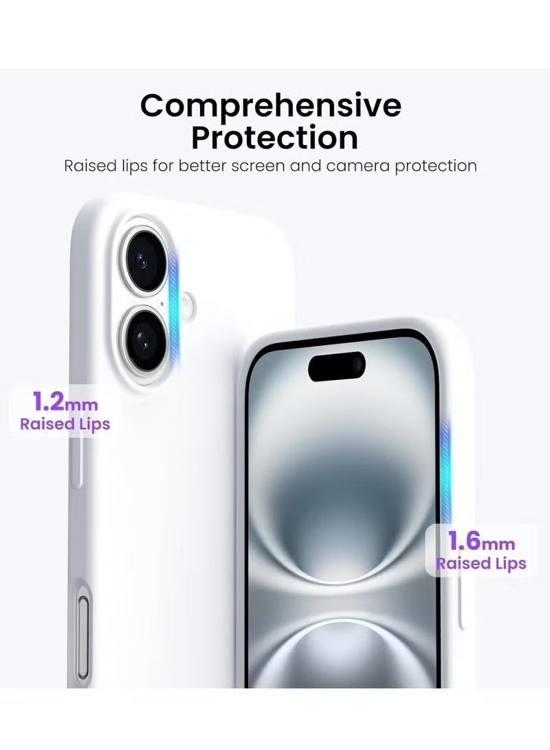 Aroos Case Compatible with iPhone 16 Plus ‚Äì Liquid Soft Silicone Shockproof Cover with Microfiber Lining ‚Äì Full Body Protection u0026 Camera Guard ‚Äì 6.7-inch (White, iP 16 Plus) - Image 2