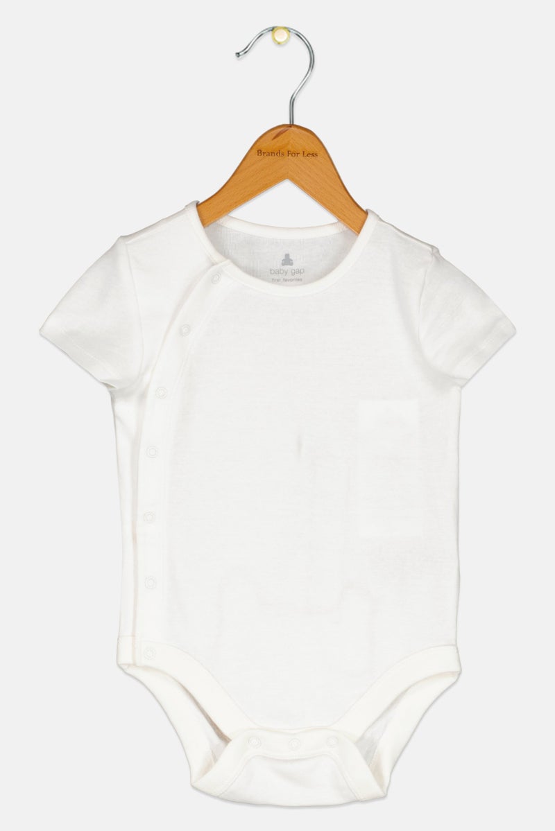 GAP Toddlers Boy Embroidered Short Sleeves Bodysuit, White - Image 1