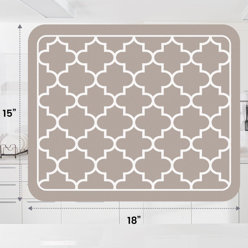 WISELIFE Dish Drying Mat Super Absorbent Drying Mat Large Dish Drying Mats for Kitchen Counter Easy Clean Dish Mat Kitchen Drying Mat15"x 18" Stylish Khaki - Image 3