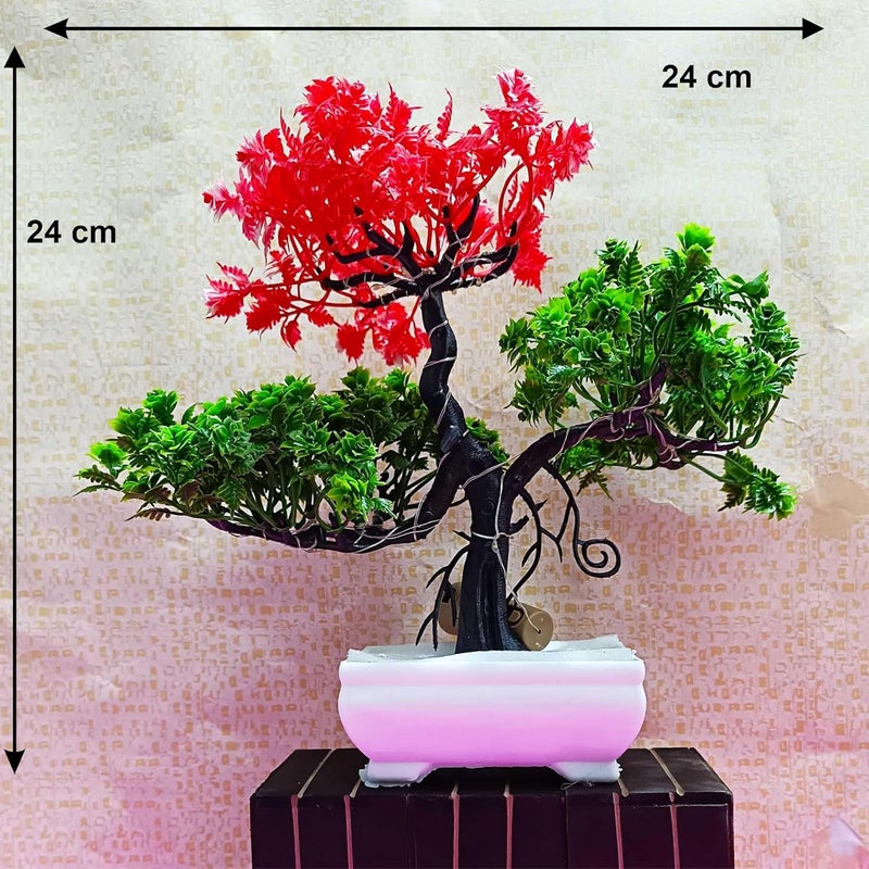 DODECROO ® 24 cm LED Artificial Tree - Elevate Your Home Decor with Stunning Lifelike Greenery, Artificial Plants for Home Decor (Red_Green) - Image 4