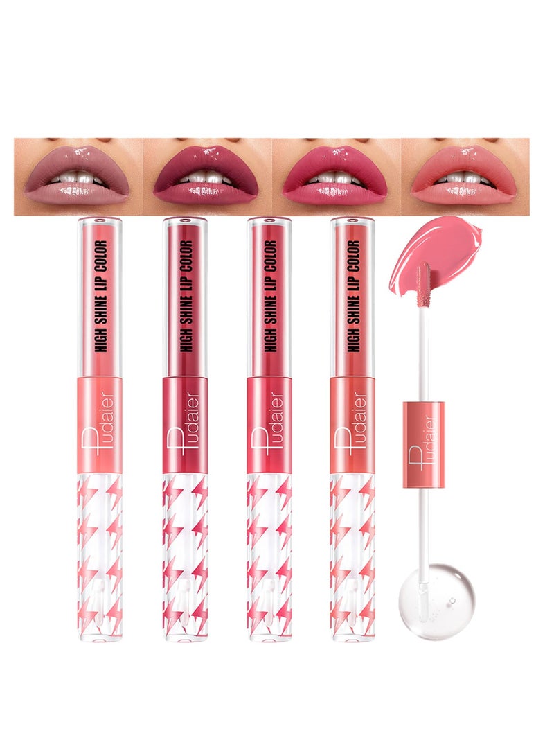 SYOSI Lip Gloss Set, 4 Pcs Makeup Lip Gloss, Long Lasting Lip Shine, Lipsticks For Women Long Lasting, Double Ended Clear Lip, High Pigment Liquid Lipstick, Cosmetics Glaze Lip - Image 1