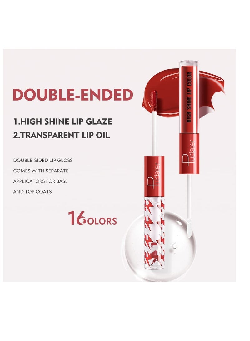SYOSI Lip Gloss Set, 4 Pcs Makeup Lip Gloss, Long Lasting Lip Shine, Lipsticks For Women Long Lasting, Double Ended Clear Lip, High Pigment Liquid Lipstick, Cosmetics Glaze Lip - Image 3