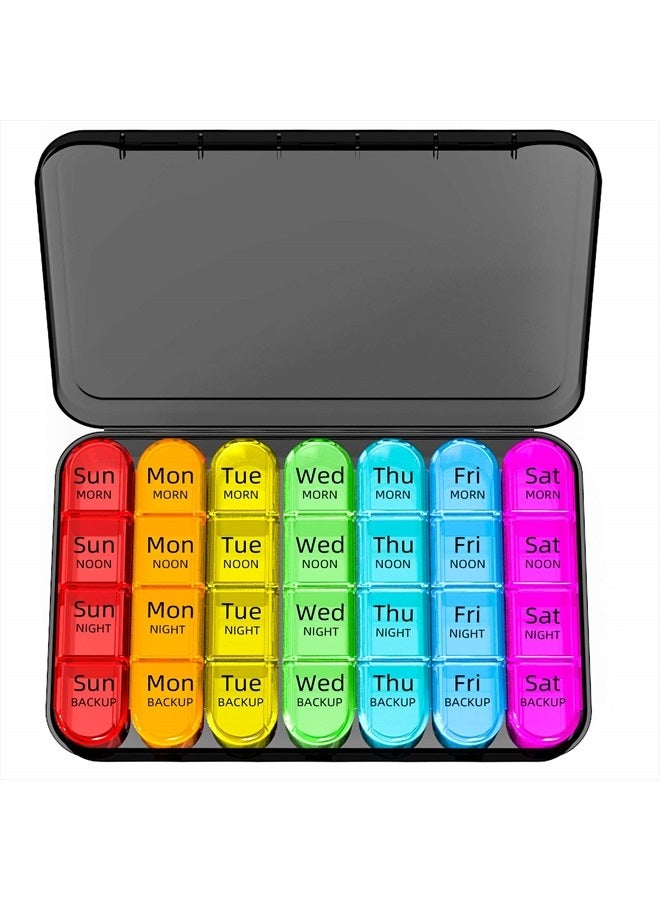 Odaro Weekly Pill Organizer 4 Times a Day, Daily Pill Box 7 Day, Large Travel Pill Case with 28 Compartment to Hold Medicine, Vitamin and Supplement (Color) - Image 1