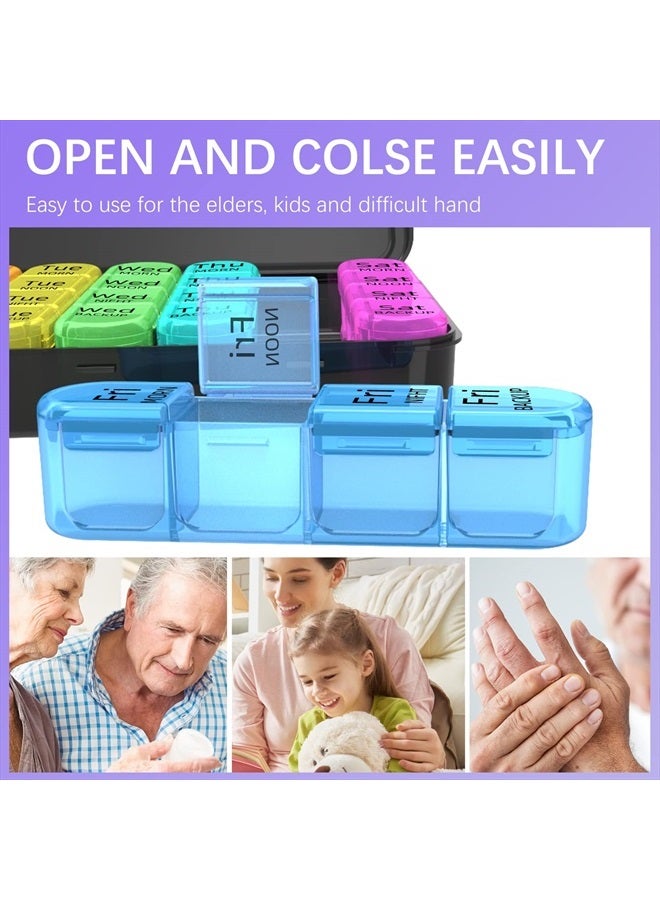 Odaro Weekly Pill Organizer 4 Times a Day, Daily Pill Box 7 Day, Large Travel Pill Case with 28 Compartment to Hold Medicine, Vitamin and Supplement (Color) - Image 2
