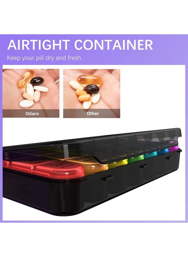 Odaro Weekly Pill Organizer 4 Times a Day, Daily Pill Box 7 Day, Large Travel Pill Case with 28 Compartment to Hold Medicine, Vitamin and Supplement (Color) - Image 4
