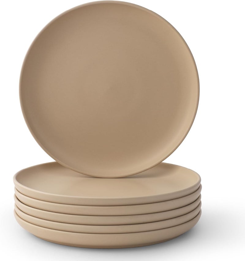 JoyJolt JoyJolt Mesa Stoneware Dinner Plates Set of 6 105 Dish Set Dishwasher and Microwave Safe Plate Set Modern Rustic Dinnerware Kitchen Serving Dishes  Matte Black  - Image 1