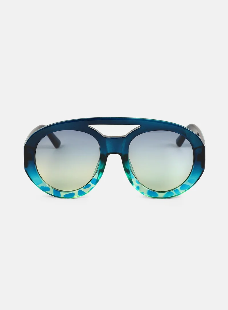 Haute Sauce  Haute Sauce Women's The Bobby Shield Sunglass For Casual Wear | One-Size | Navy Blue Polycarbonate Frame | Indigo Blue Gradient Polarized Lens | Full Rim | Eyewear For Woman & Girls for Women | Best Price UAE