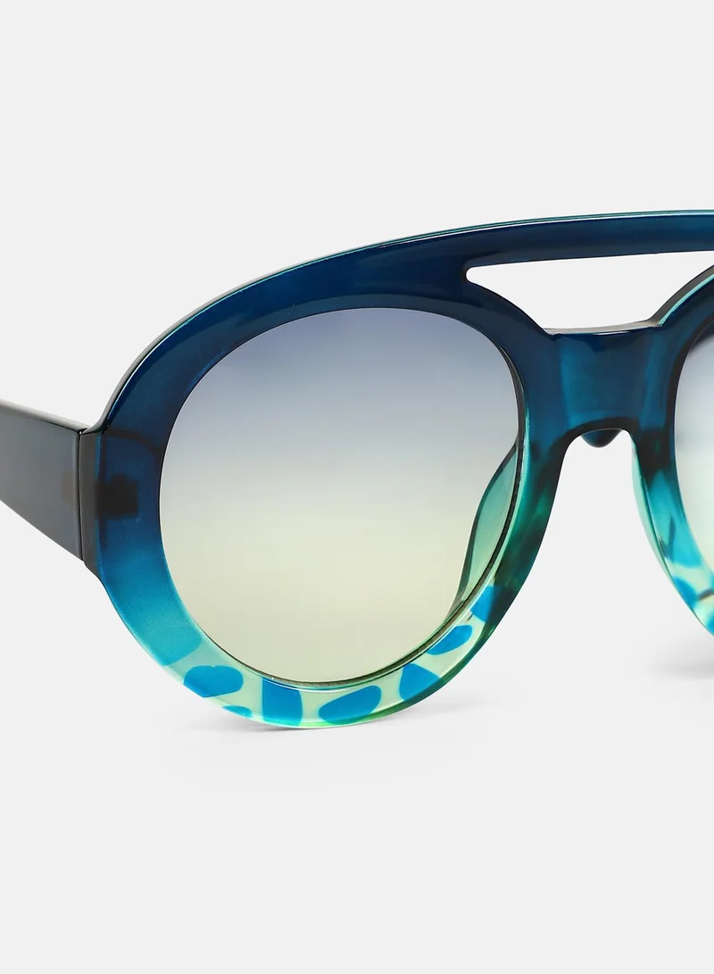 Haute Sauce  Haute Sauce Women's The Bobby Shield Sunglass For Casual Wear | One-Size | Navy Blue Polycarbonate Frame | Indigo Blue Gradient Polarized Lens | Full Rim | Eyewear For Woman & Girls for Women | Best Price UAE