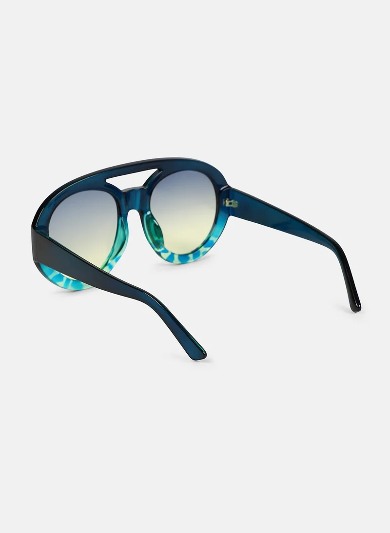 Haute Sauce  Haute Sauce Women's The Bobby Shield Sunglass For Casual Wear | One-Size | Navy Blue Polycarbonate Frame | Indigo Blue Gradient Polarized Lens | Full Rim | Eyewear For Woman & Girls for Women | Best Price UAE
