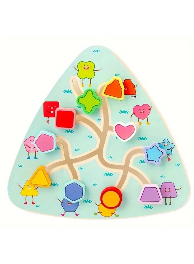 Wooden Maze Puzzle Game Shapes Educational Toy For Kids Christmas Halloween Gift - Image 1