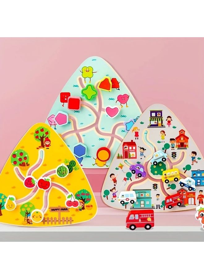 Wooden Maze Puzzle Game Shapes Educational Toy For Kids Christmas Halloween Gift - Image 2