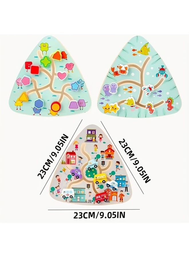Wooden Maze Puzzle Game Shapes Educational Toy For Kids Christmas Halloween Gift - Image 3