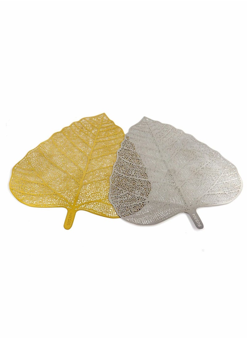 NIBEMINENT - New Stainless Steel Handmade Leaf Shape Tea Strainer, Infuser , Creative Bodhi Mesh Strainer Accessories Filter, Perfect for Loose 2 Pcs - Image 1