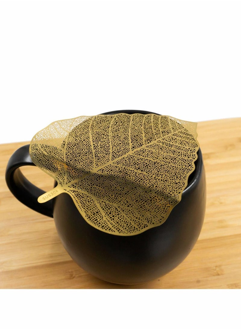 NIBEMINENT - New Stainless Steel Handmade Leaf Shape Tea Strainer, Infuser , Creative Bodhi Mesh Strainer Accessories Filter, Perfect for Loose 2 Pcs - Image 1