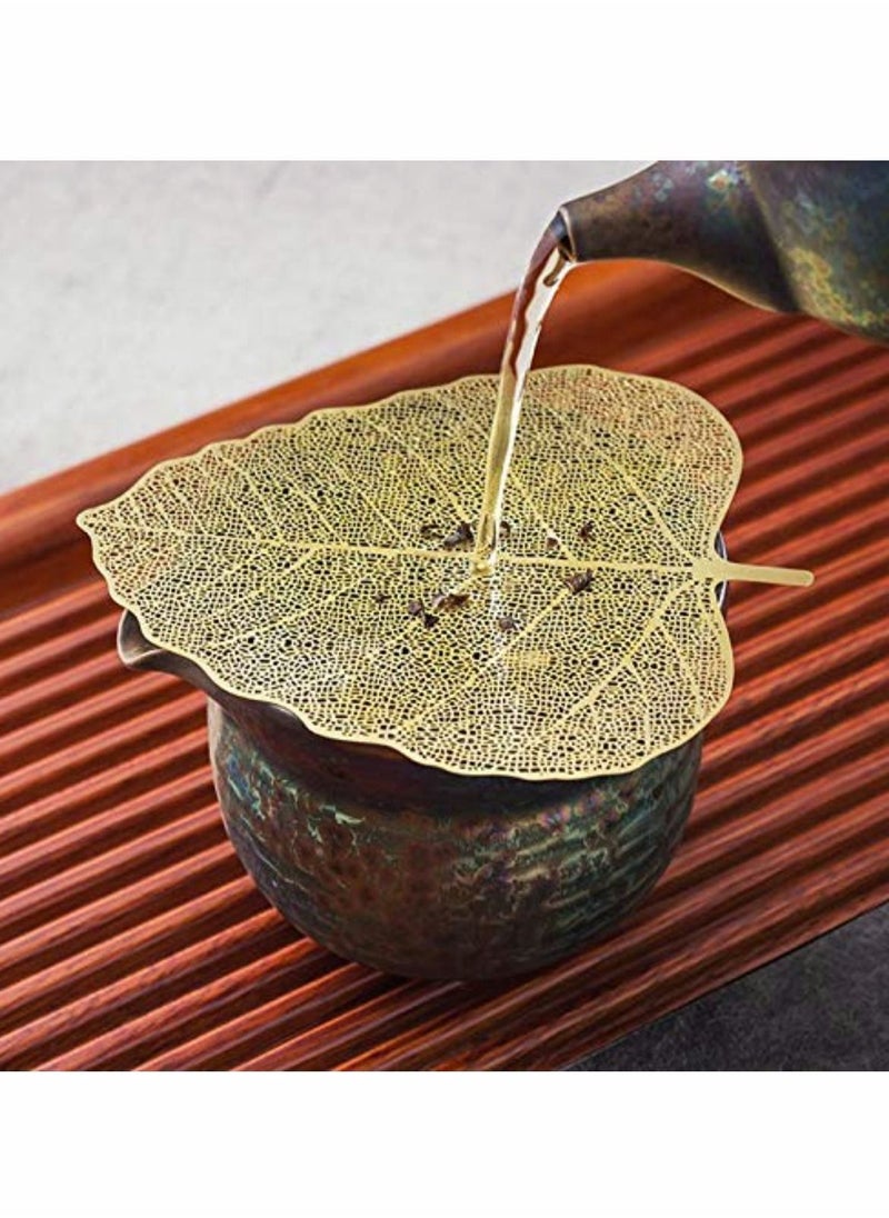 NIBEMINENT - New Stainless Steel Handmade Leaf Shape Tea Strainer, Infuser , Creative Bodhi Mesh Strainer Accessories Filter, Perfect for Loose 2 Pcs - Image 1