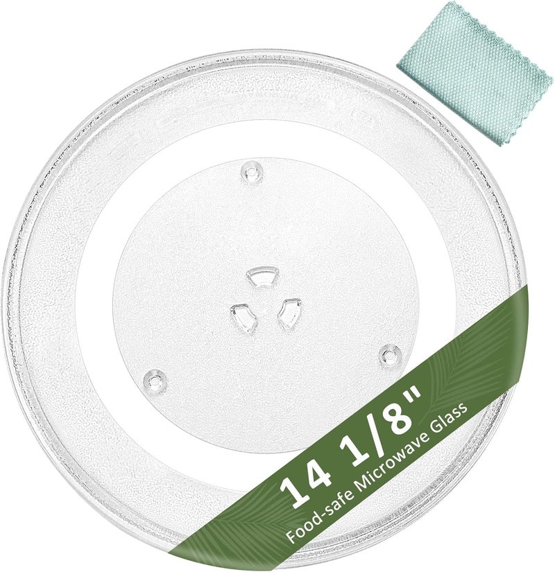Fetechmate DE74-20002B WB49X10063 14 1/8 Inch Microwave Glass Plate Replacement Compatible with G.E Sam.sung Microwave Replace DE74-20002A DE74-20002D WB49X10096 WB39X10038 by - 1 YEAR - Image 1