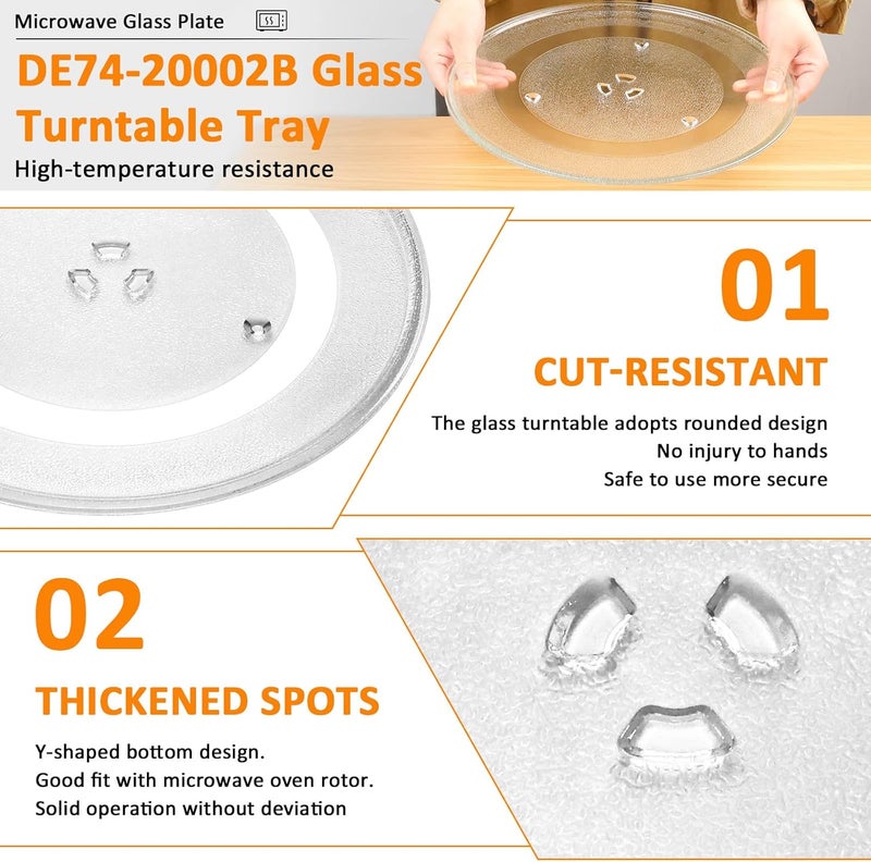 Fetechmate DE74-20002B WB49X10063 14 1/8 Inch Microwave Glass Plate Replacement Compatible with G.E Sam.sung Microwave Replace DE74-20002A DE74-20002D WB49X10096 WB39X10038 by - 1 YEAR - Image 2