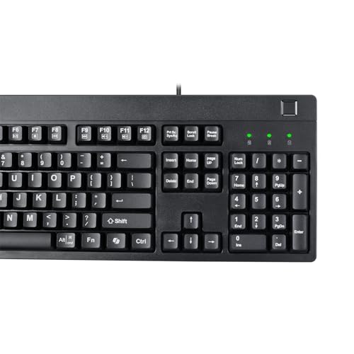 Adesso TAA Compliant Fingerprint Keyboard with AES 256 Encryption USB Wired Full Size 104 Key Layout Windows Hello Compatible Made in Taiwan for Government Business Education AKB-630FB-TAA - Image 2